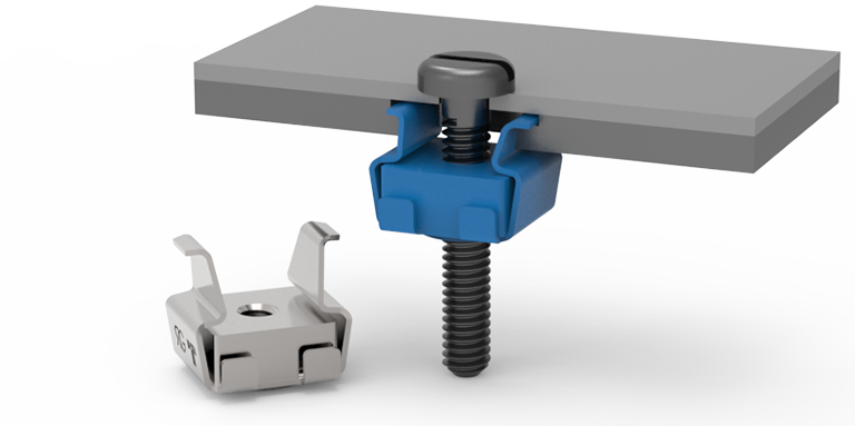 Simplify assembly with self-retaining cage nuts Simplify assembly with self-retaining cage nuts